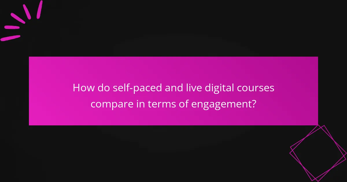 How do self-paced and live digital courses compare in terms of engagement?