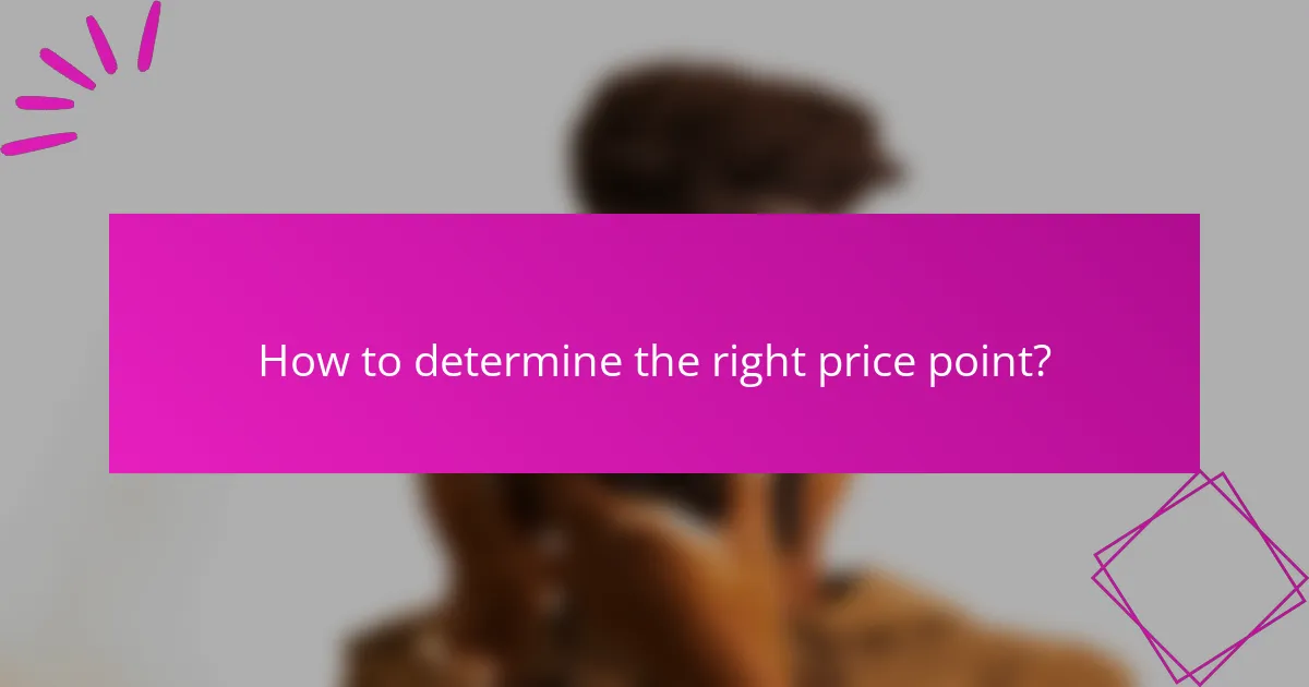 How to determine the right price point?