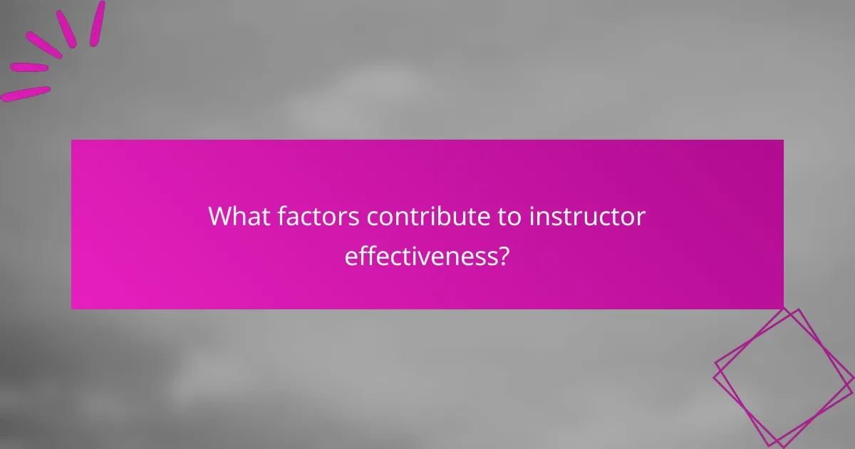 What factors contribute to instructor effectiveness?